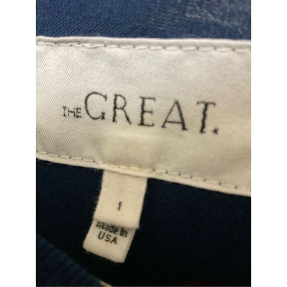 THE GREAT Navy Boxed Cropped T-Shirt, 3/4 Length Sleeve Size 1 (S) - Picture 3 of 3